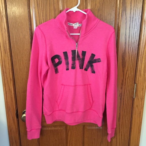 PINK Victoria's Secret Tops - VS Pink black and pink 3/4 zip pull over sz S